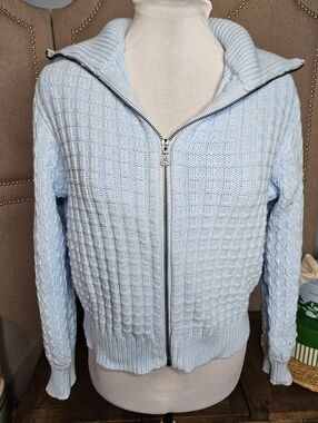 Ann Taylor Zip Cardigan Sky Blue